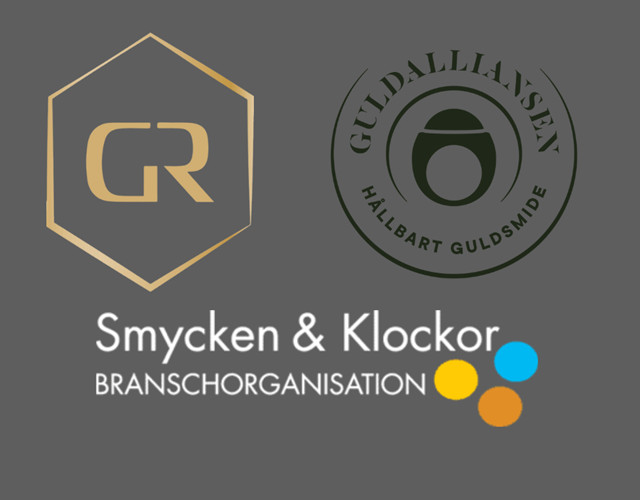 Logotyper för branschorganisationer som Guldsmedshuset är medlem i – kvalitet och trygghet inom guldsmedshantverk