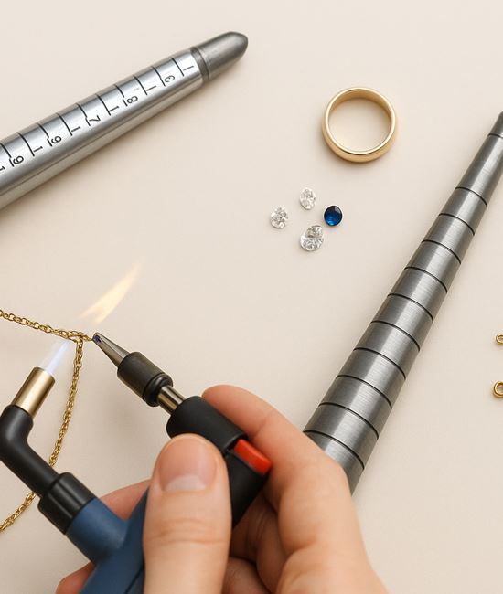 Vi reparerar och storleksändrar dina smycken.